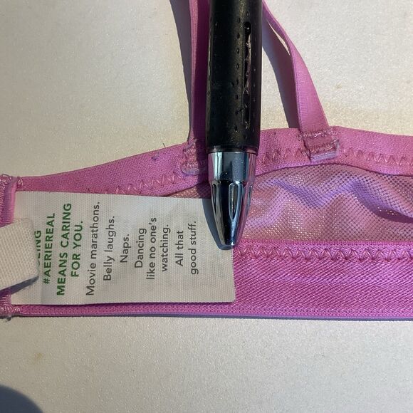 Aerie Pink Bra Size Large Sheer Floral Cover Double Straps - Picture 5 of 6